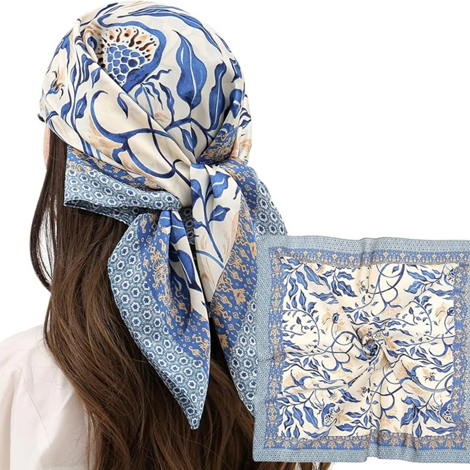 Women Head Hair Scarf Like Satin Silk Scarf Sleeping Hair Wrapping Night 27.5" - Image 2