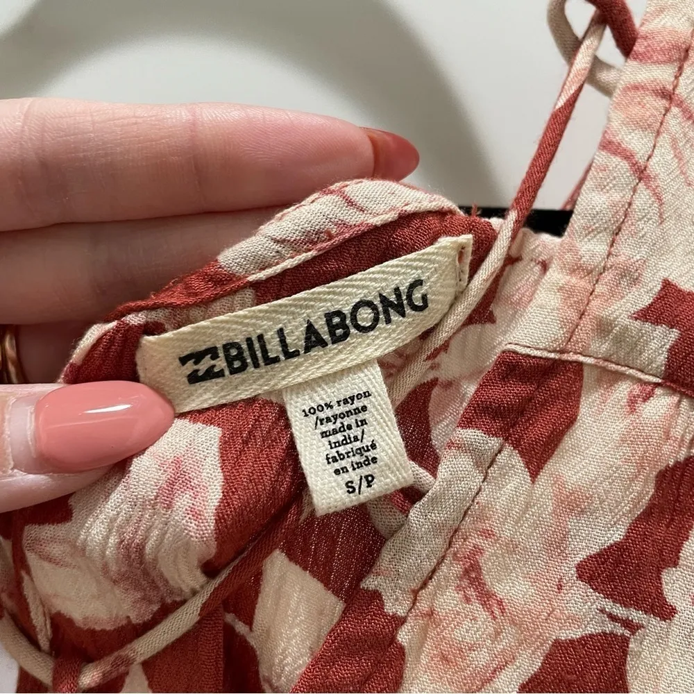 Billabong Red Pink Floral Winding Roads Sienna Long Sleeve Blouse - Image 6