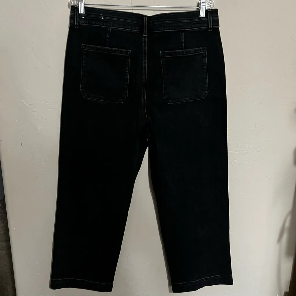 Ann Taylor‎ Black The Easy Straight High Rise Wide Leg Crop Denim Jeans - Image 10