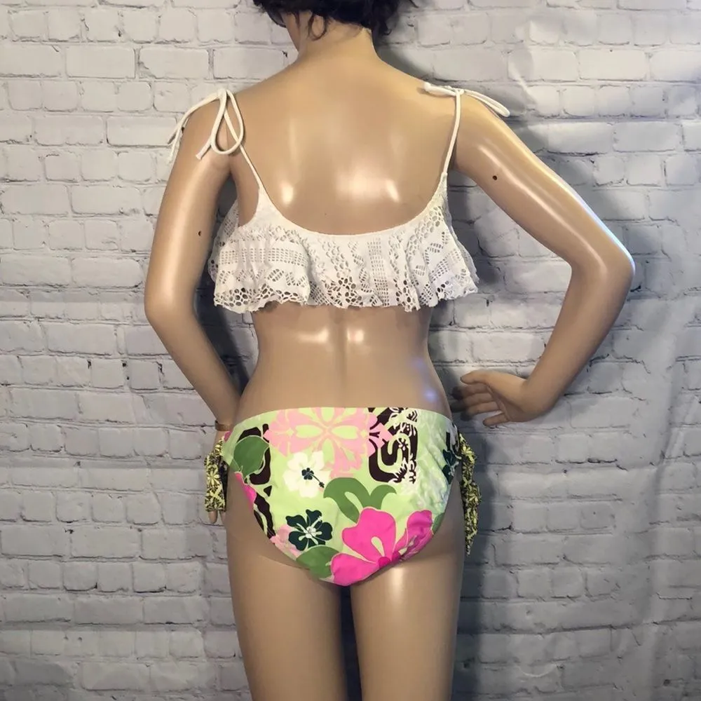 OP Pink Tropical Print Bikini Bottom Side … - Image 4