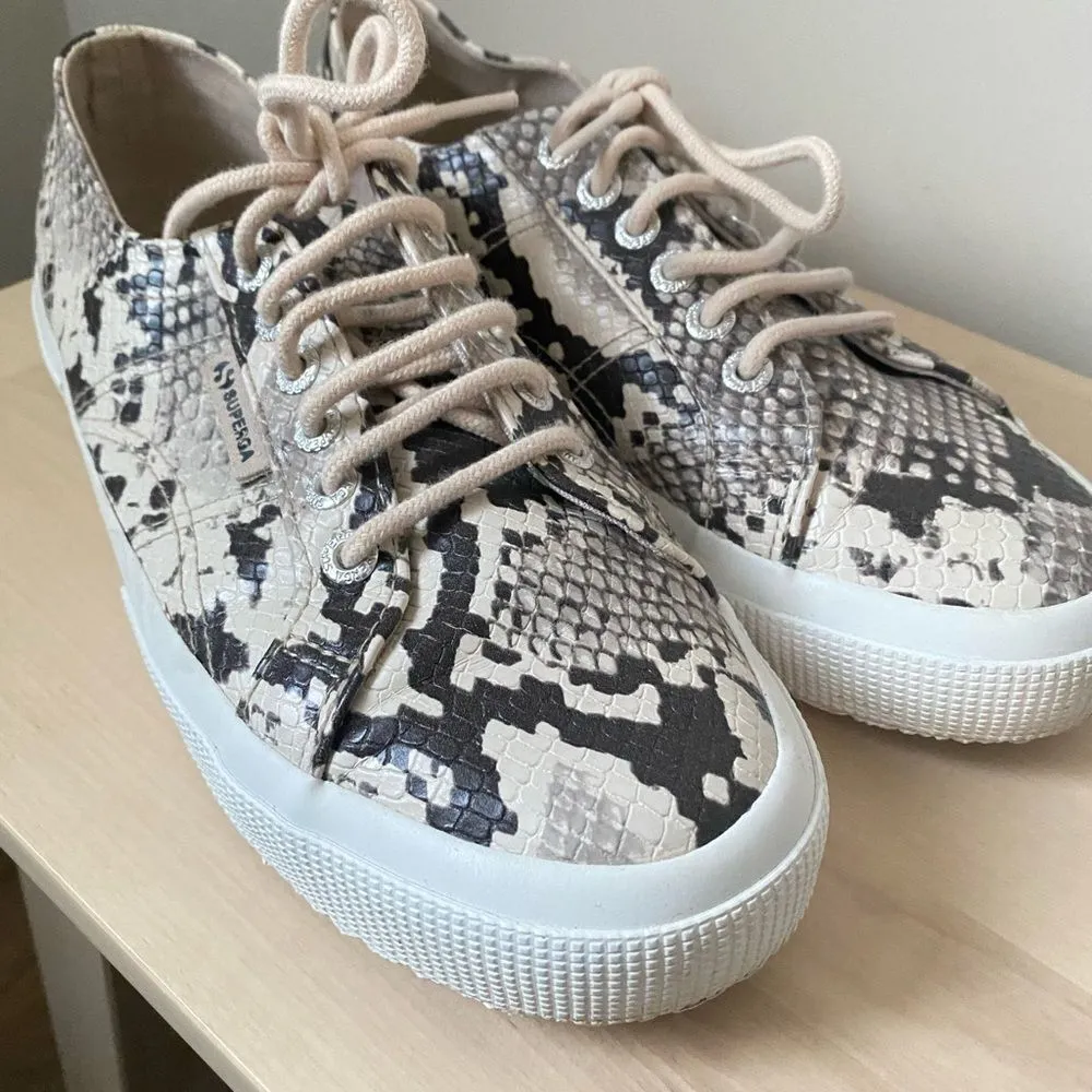 Superga 2730 Synthetic Snake Taupe Black Sneaker Size 8.5 - Image 11