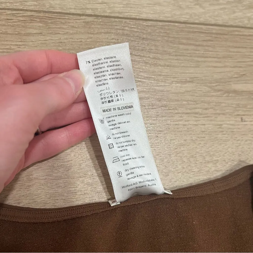 Wolford Barcelona Brown Three Quarter Sleeve Modal Bodycon Midi Dress Size XS - Image 4