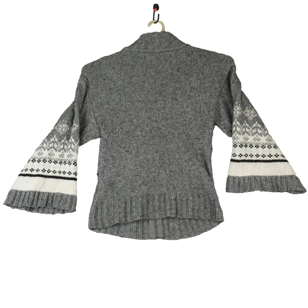 Old Navy Sweater Womens M Fair Isle Full Zip Nordic Cardigan Lambswool Blend - Image 2