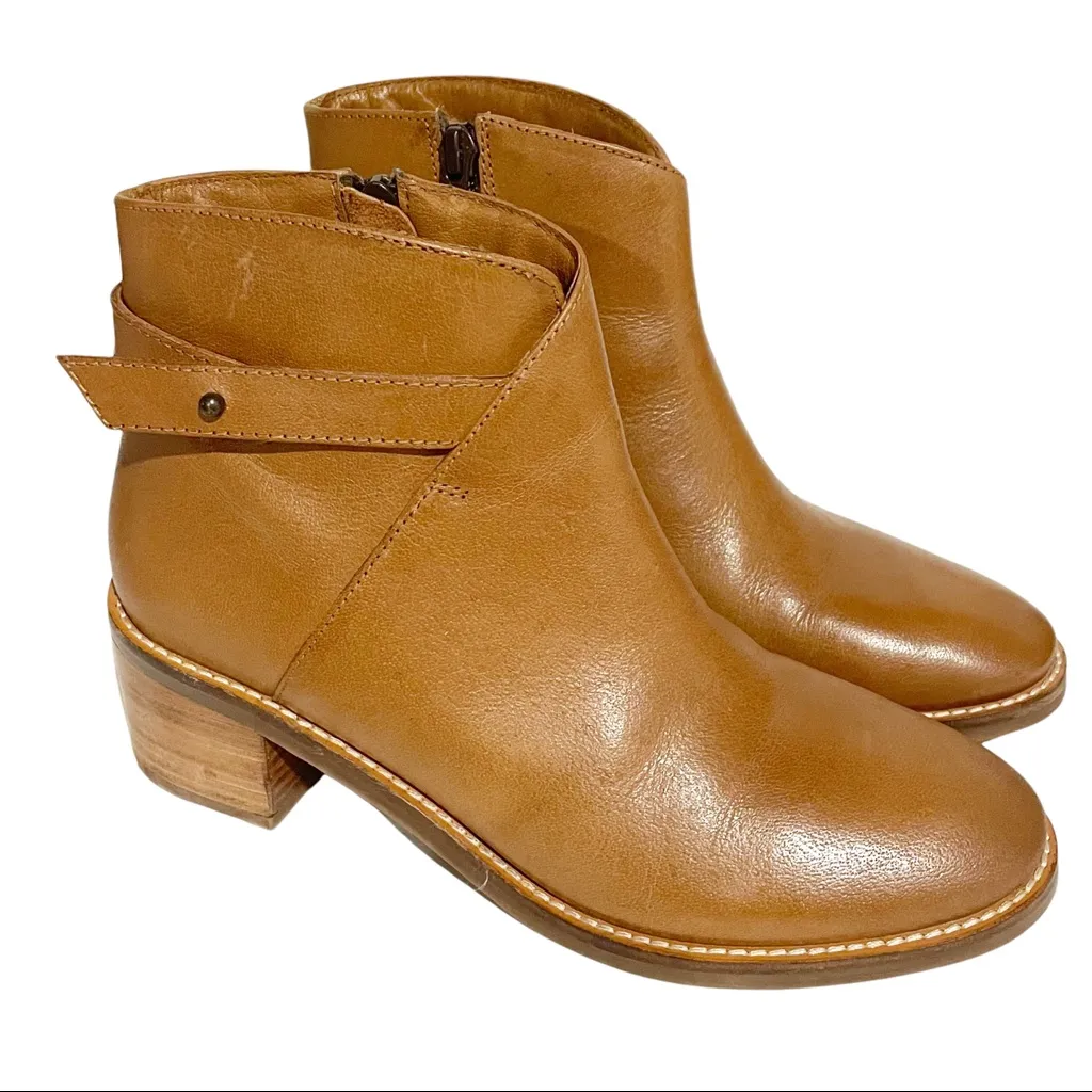 Fat Face Womens Size 38 Brown Leather Heeled‎ Ankle Boots - Image 4