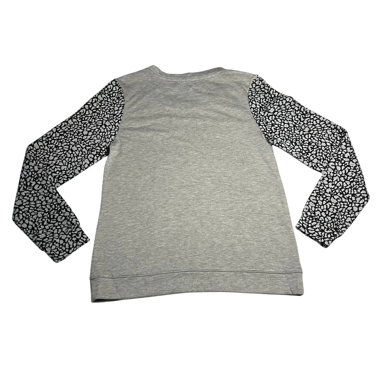 YYigal Crewneck Leopard Sweatshirt Size S Casual Animal Y2K Layers Maximalist Gray - Image 2