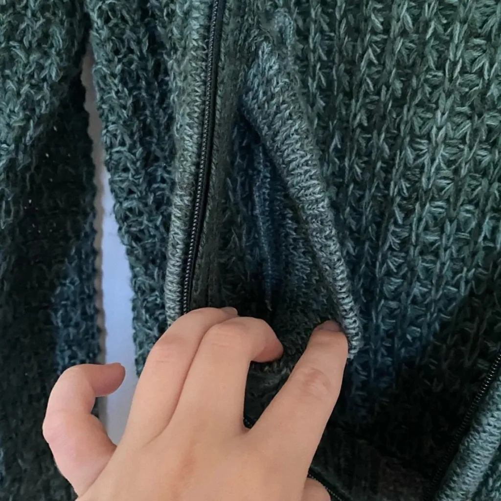 Tiara Teal Open Knit Jacket Size Small Blue - Image 6