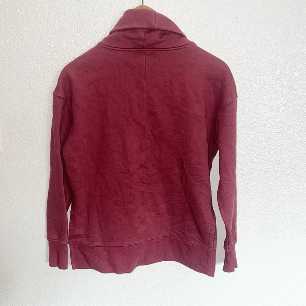Athleta  Cowl Neck Cotton Blend Maroon Pull Over Sweater With Pockets - Image 8