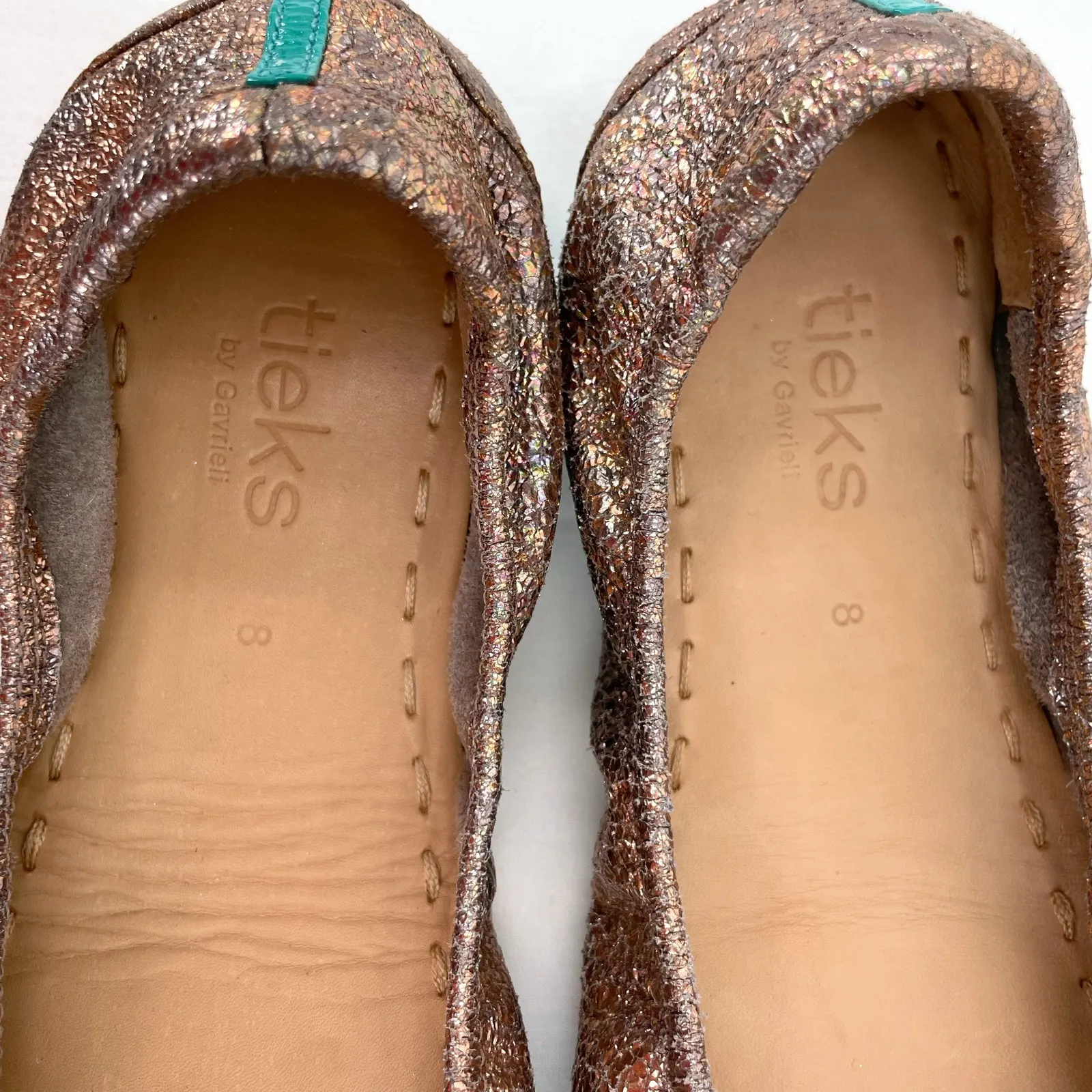 Tieks Lovestruck Flats Gold Copper Bronze Super Sparkle Crackle Shoes Size 8 - Image 6