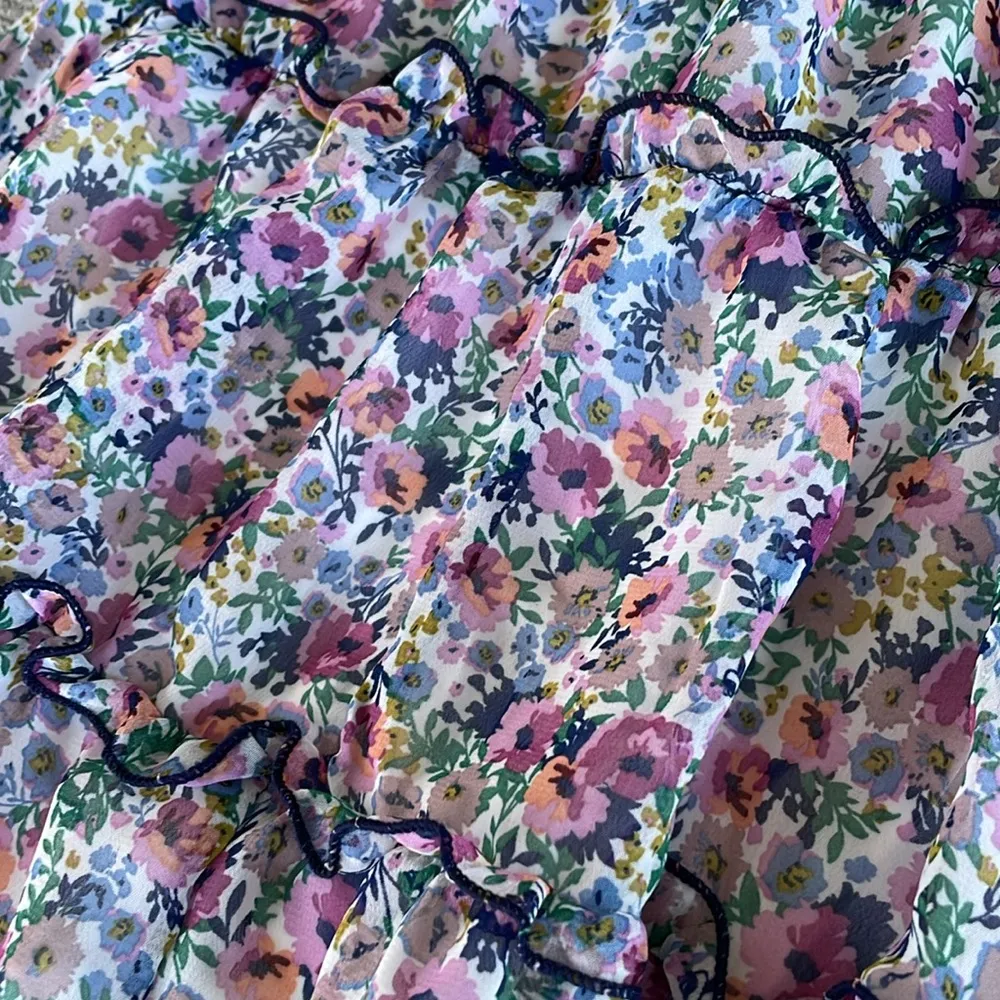 Sienna Sky Purple Blue Green Floral Ruffle Mini Skirt Size XS NWT - Image 8