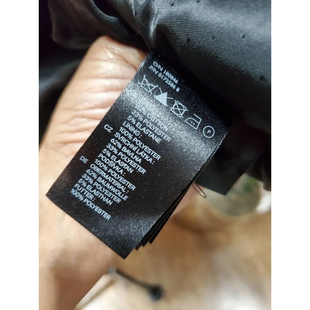 H&M Women's Solid Gray Cotton Long Sleeve Single Breasted Fitted Blazer Size 12 - Image 10