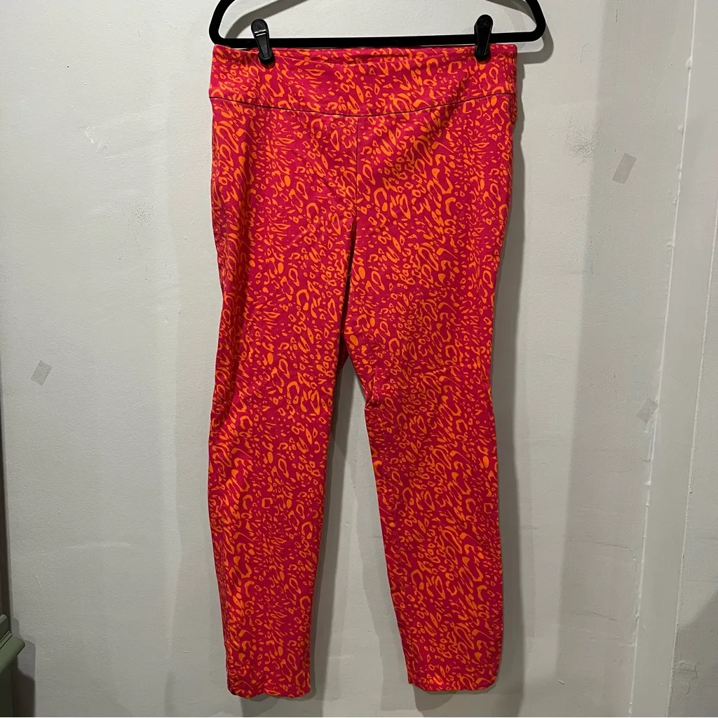 Soft Surroundings Pants Womens Size Large Pink Orange Leopard Stretch Neon - Image 2