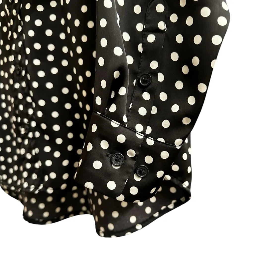 Equipment  Womens Satin Button Up Shirt Long Sleeve Polka-Dots Size Small - Image 5
