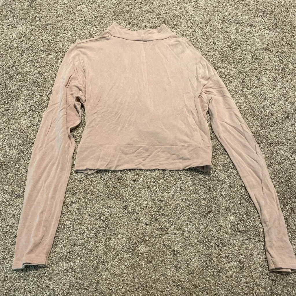 Topshop Blush Pink Long Sleeve Crop Top - Image 2