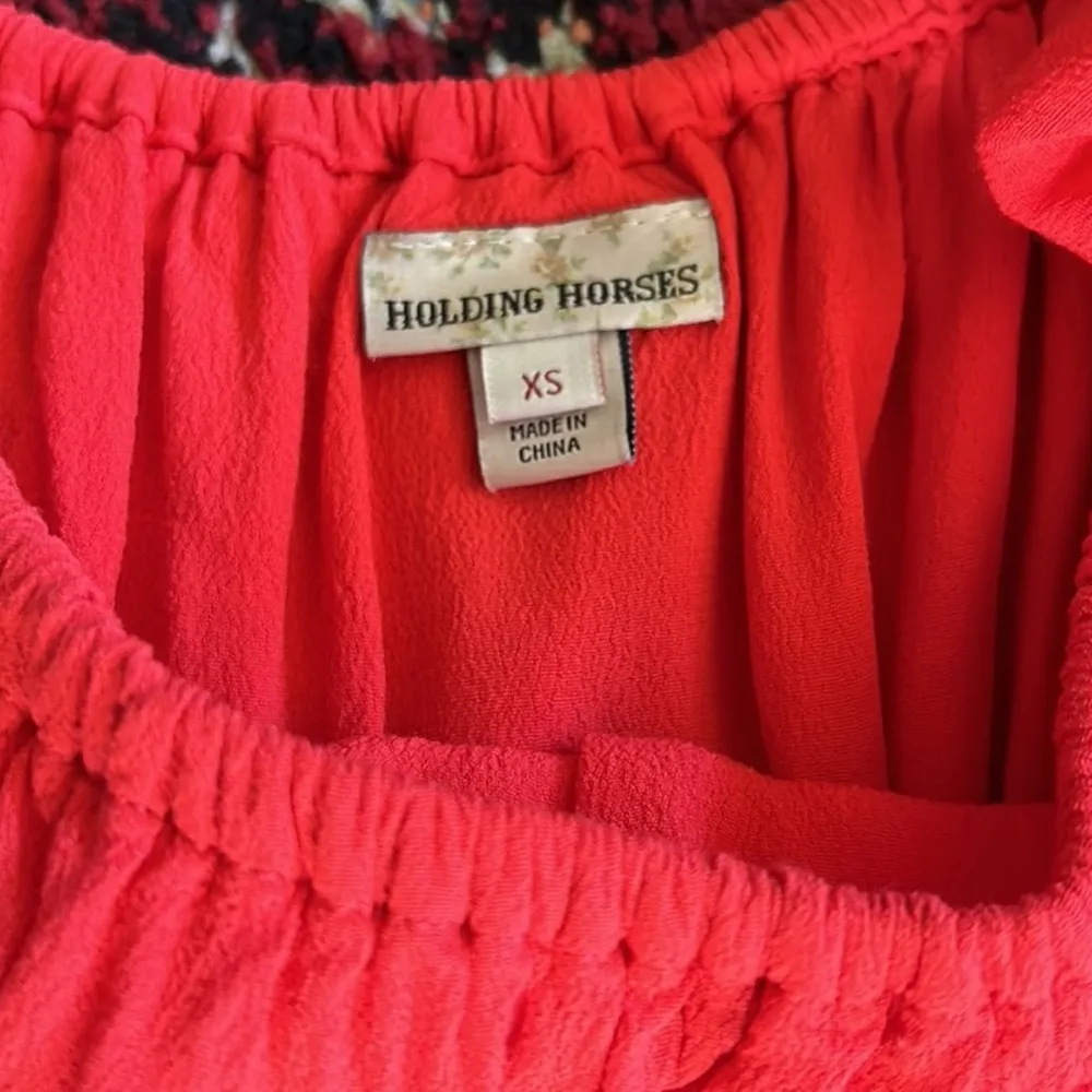 Anthropologie - Holding Horses - Red Bando Off Shoulder Ruffle Top - Size XS - Image 8