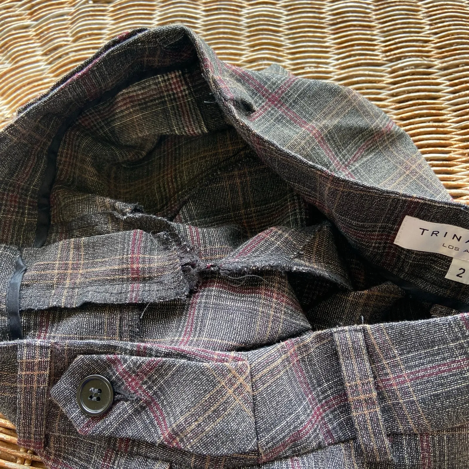 Trina Turk Womens Shorts‎ Size 2 Brown Plaid Cuffed Bermuda Made in USA - Image 7