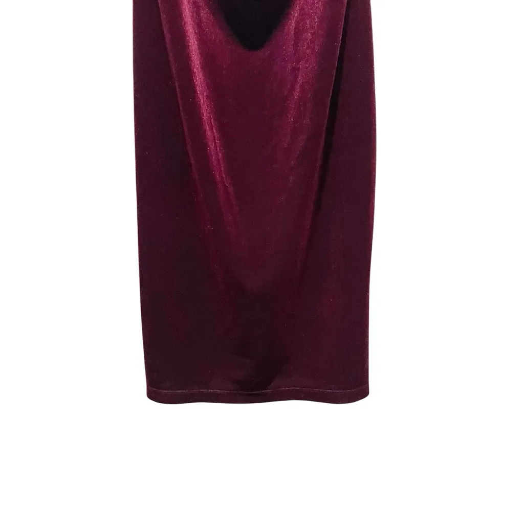 Lulus Velvet Cowl Neck Mini Dress Burgundy Red Women’s Size Large Purple - Image 2