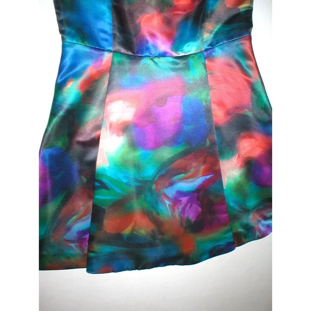 New Womens 10 NWT Designer Dress Alice + Olivia Watercolor Dress Lace Back Prett - Image 5