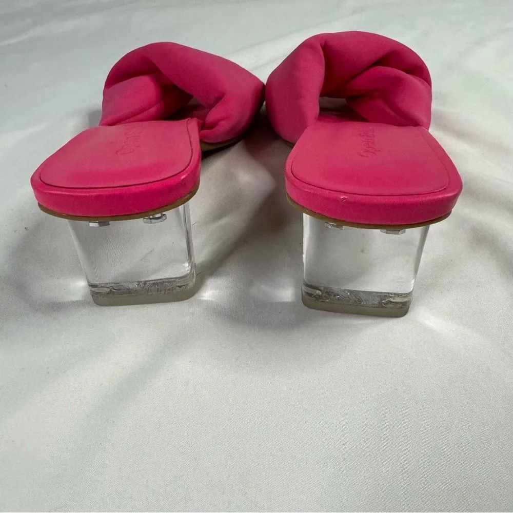 Open Edit Cleo Sandal Size 6 Neon Pink Barbie Kitten Block Heel 80s Slip On - Image 6
