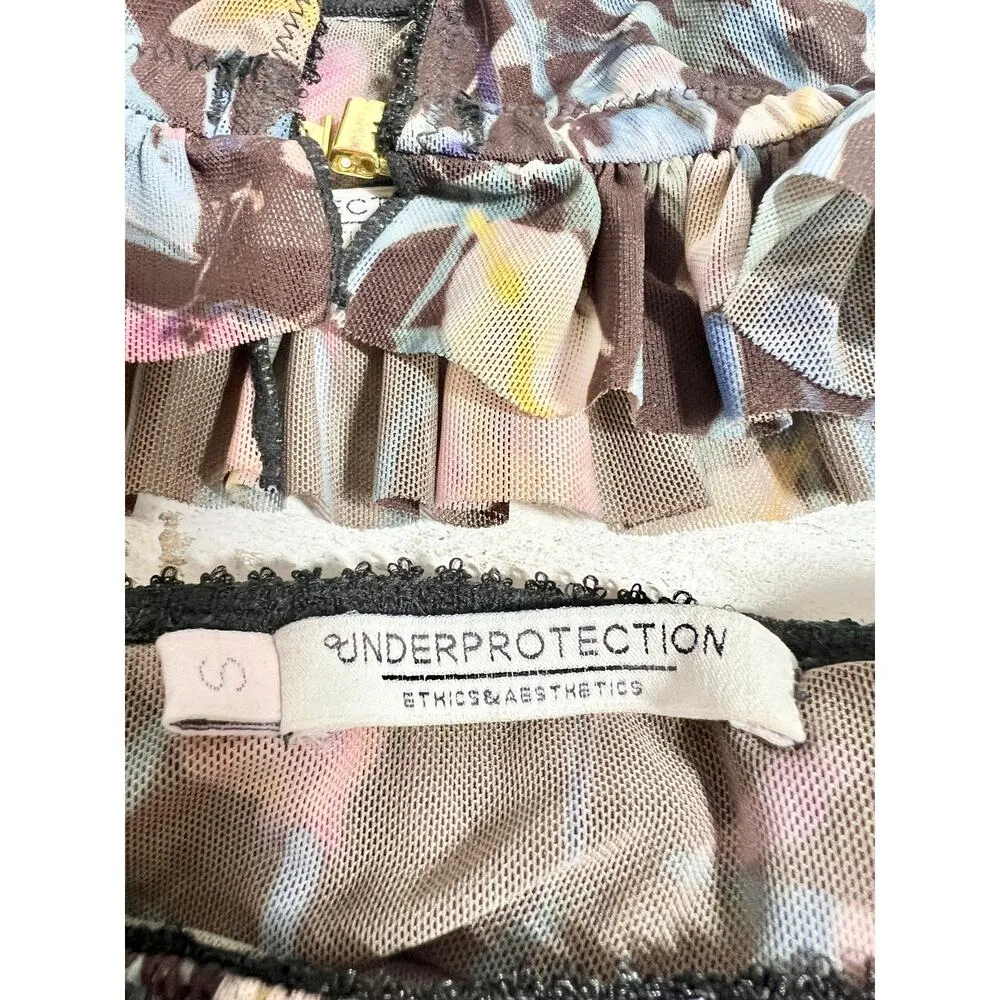 NWT Underprotection Nikoline Ruffle Trim Bra & Briefs Set Blue Floral Women's S - Image 5