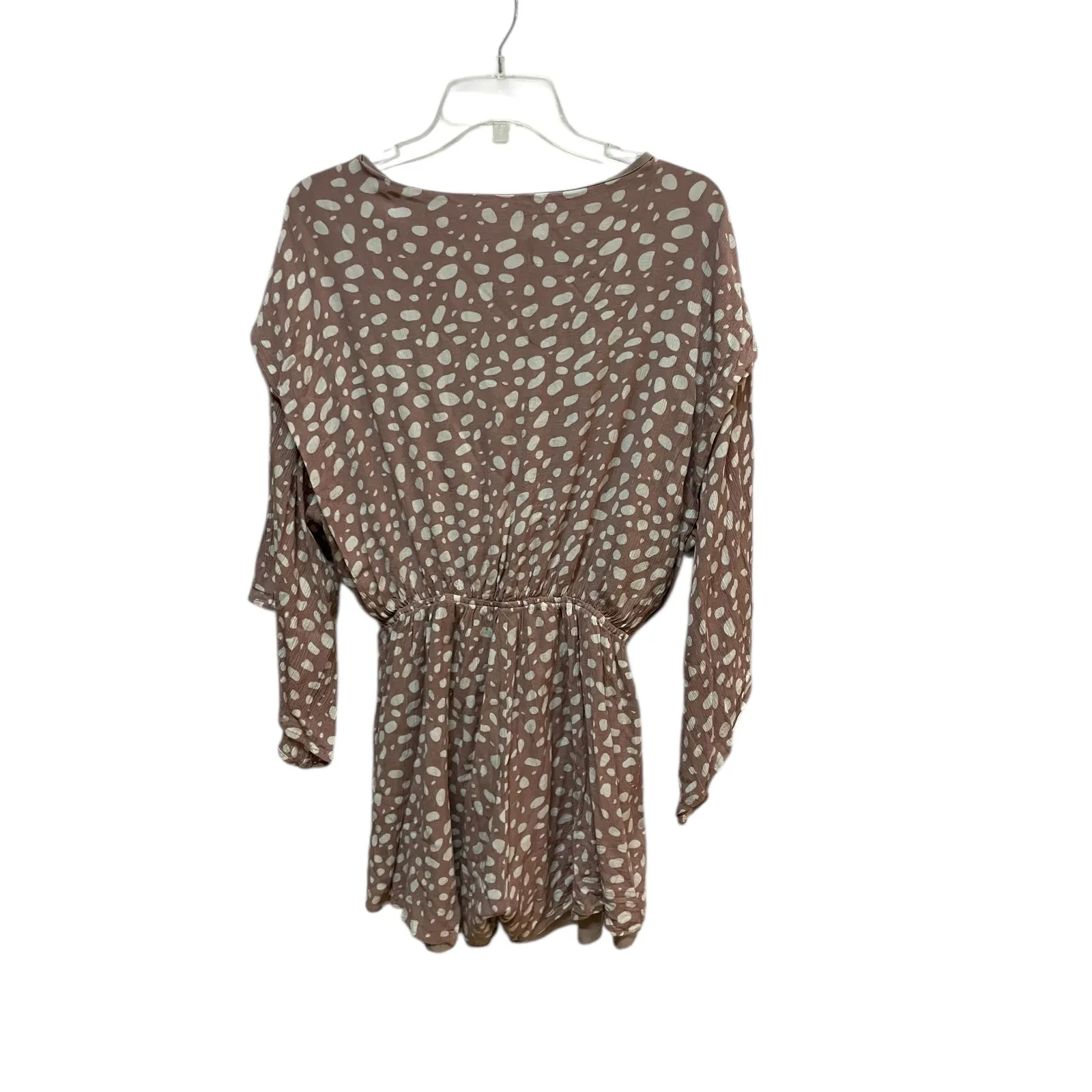 Pink Lily Pink White Speckled Print Kimono Sleeve Romper Jumpsuit Women's L - Image 4