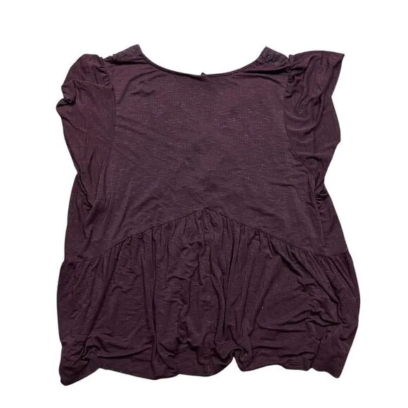 Torrid Plus 5X Brown V-Neck Lace Inset‎ Babydoll Top Casual Blouse - Image 6