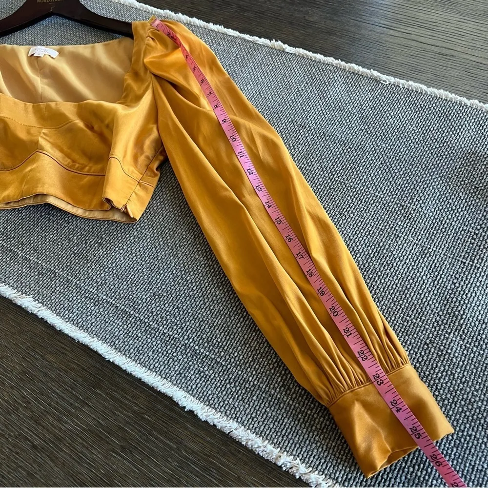 Camila Cohelo Gabriella cropped top In Gold long bishop sleeve, size S - Image 9