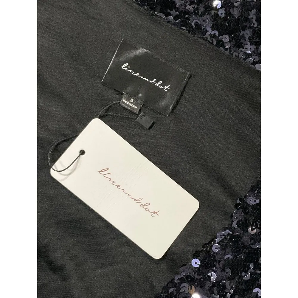 Line & Dot Midnight Mini Dress in Dark Navy Small New Womens Sequin Cocktail - Image 8