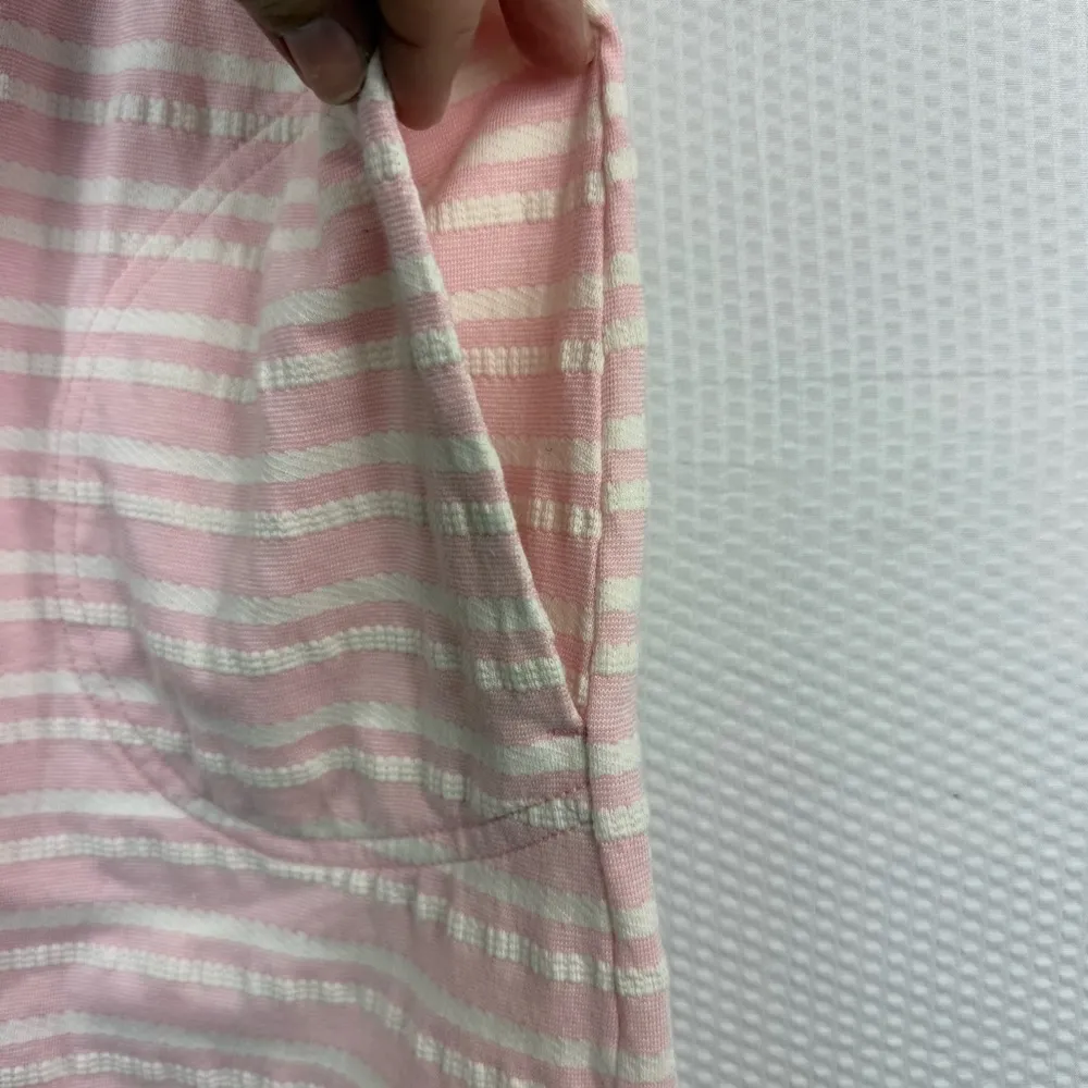 Ann Taylor LOFT Sweatshirt Pocket Tee Dress Pink White Striped Size Small - Image 7