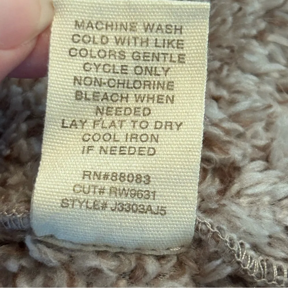 Rewash Women’s Lg Brown Beige Open Front Hooded Cardigan Pockets Draped Oversize - Image 5