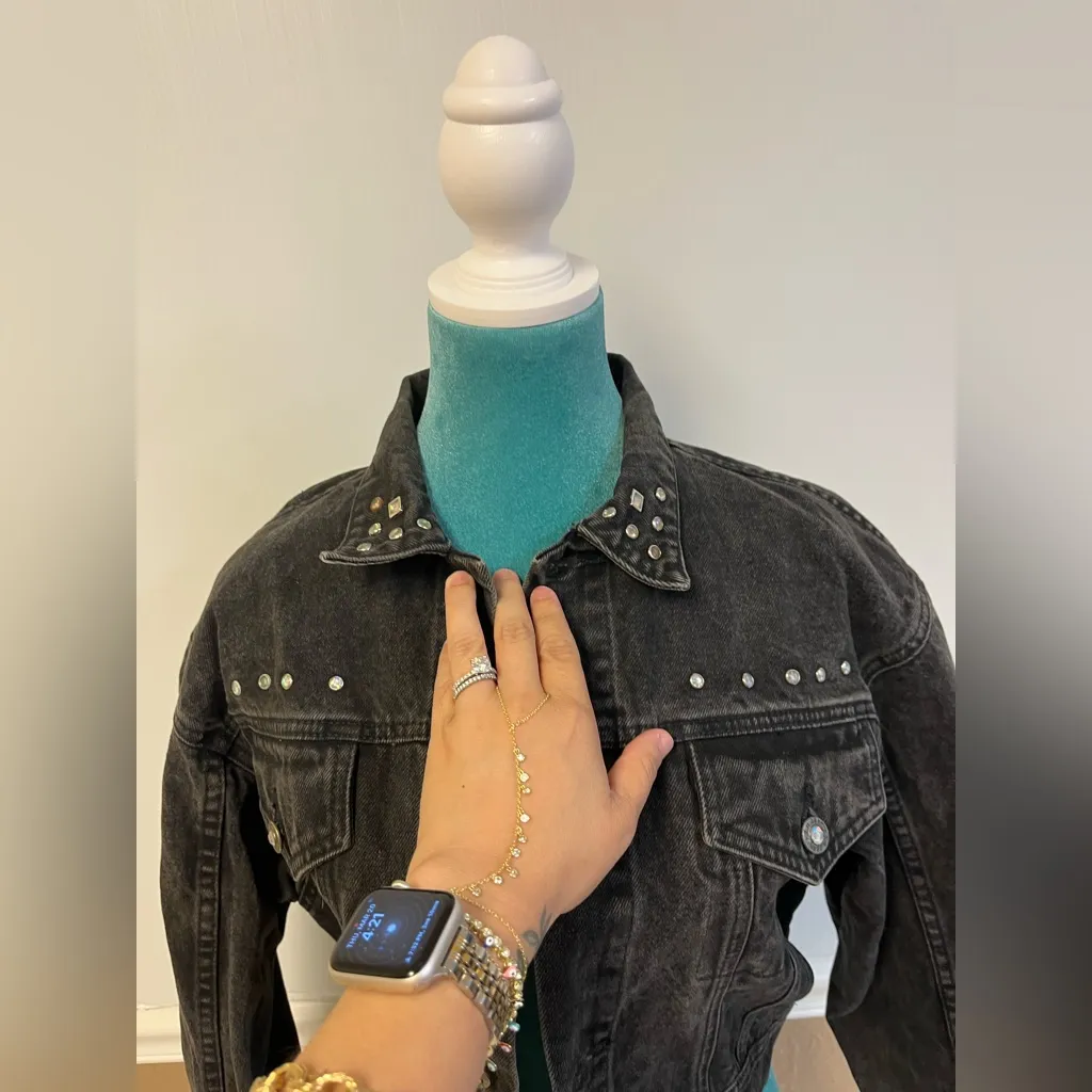 Vintage 80s LA Gear Studded Black Denim Jacket - Image 4