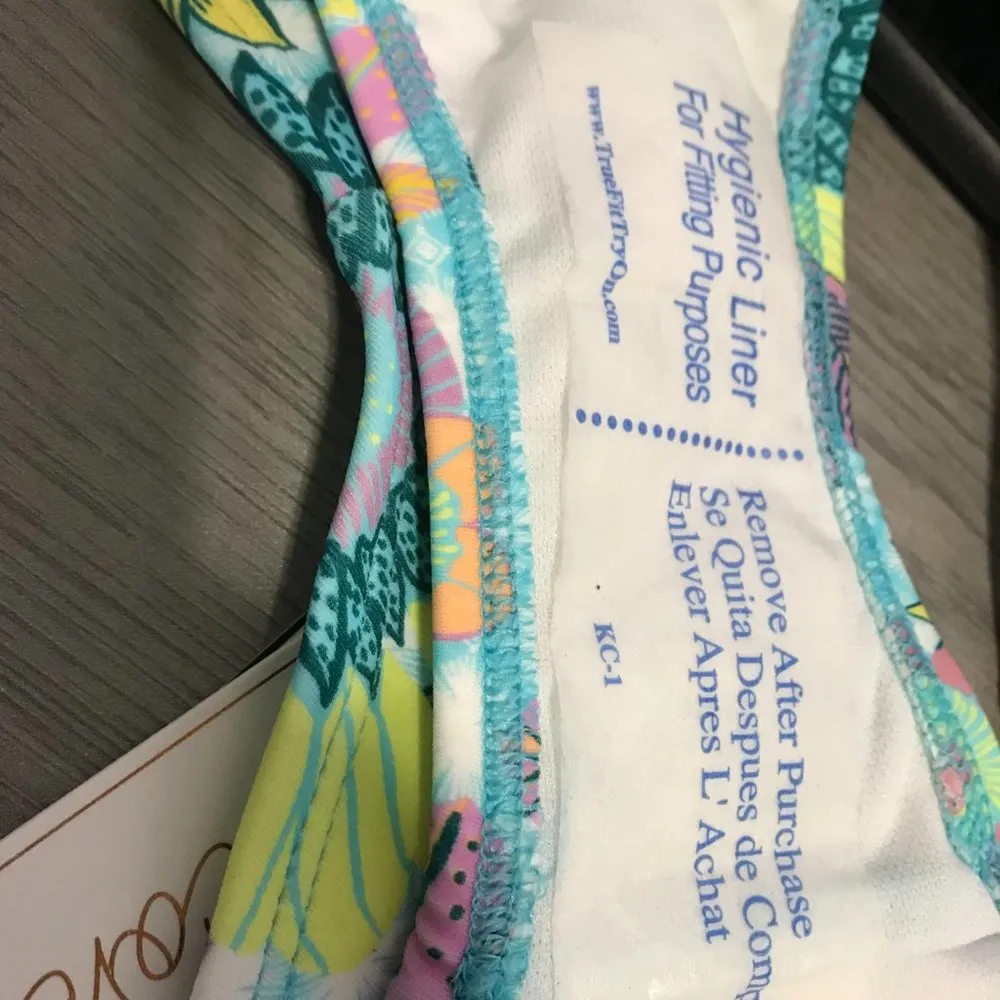 Salt + Cove Hipster Swim Bikini Bottom Blue Floral Cut Outs Medium NWT - Image 5