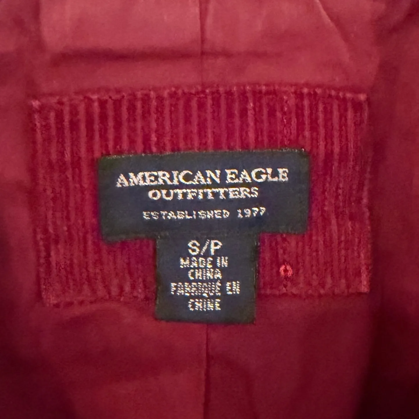 American Eagle‎ Vintage Corduroy Sequin Blazer Women's Small Burgundy Y2K Preppy - Image 5