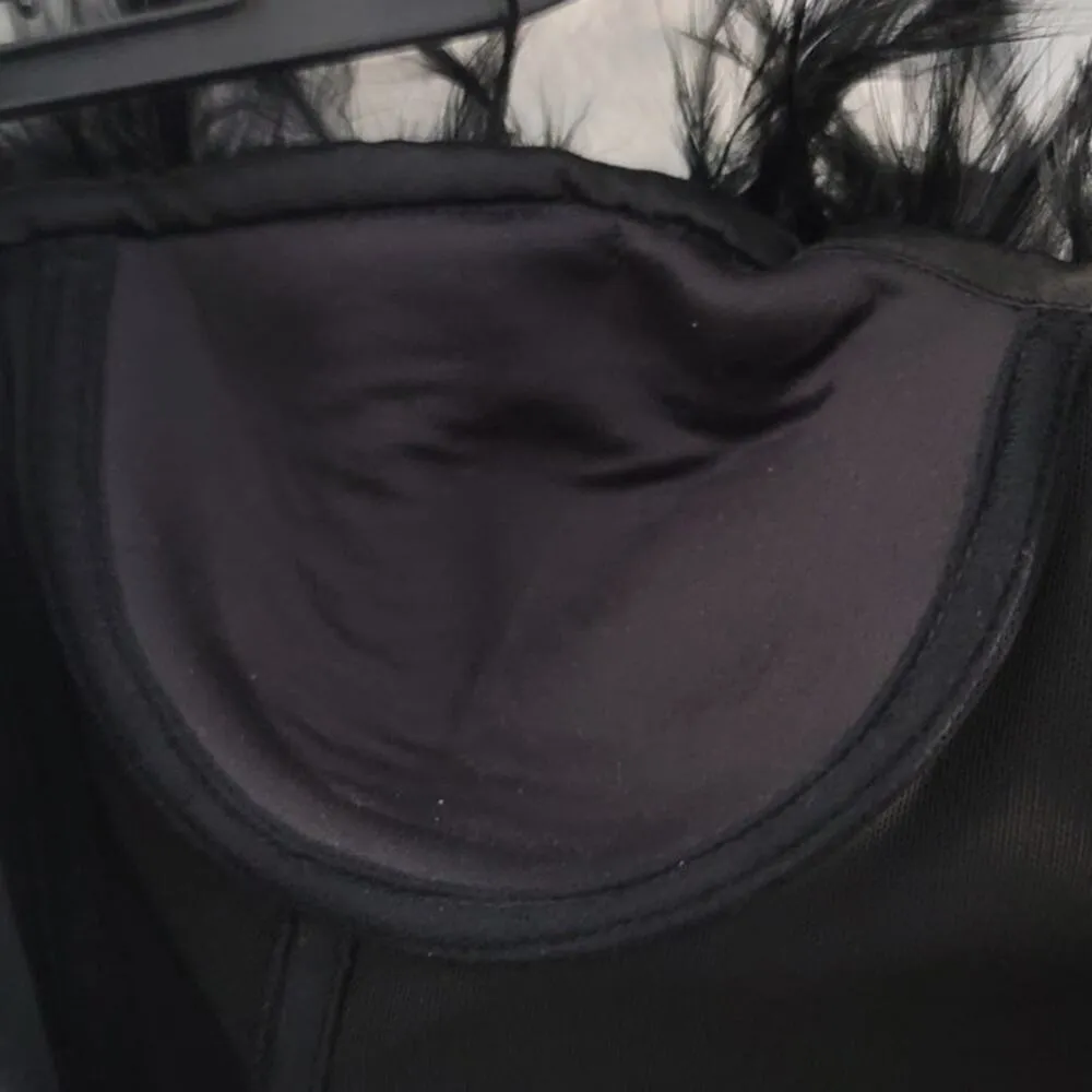 Carolina Herrera Rooster Feather Top Strapless Silk Blend Sheath Dress Black 10 - Image 10