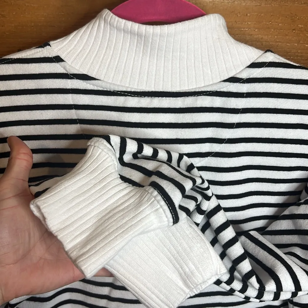 C&C California Stripe Crop 1/2 Zip Nautical Fisherman Knit Sweatshirt Pullover - Image 7