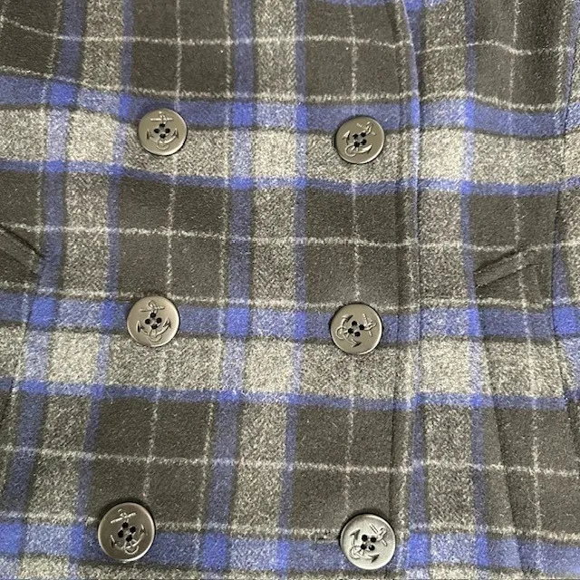 J.Crew Plaid‎ Wool Blend Double Breasted Pea Coat Jacket Blue Gray Size 6 - Image 5