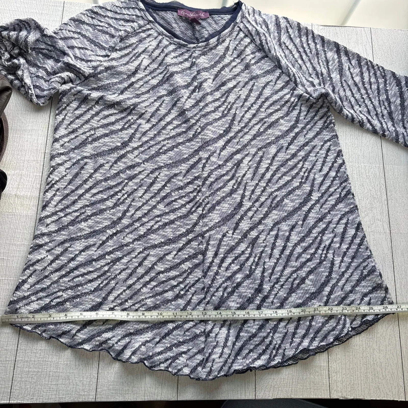 Gloria Vanderbilt Women’s Navy Blue Gray & White Knit Sweater Size L - Image 11