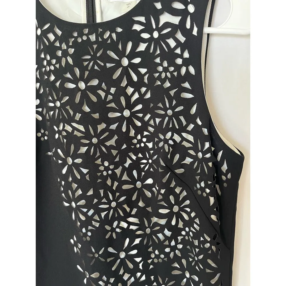 Calvin Klein Black Floral Laser Cut Sheath Dress 6 Petite Cocktail party wedding - Image 3