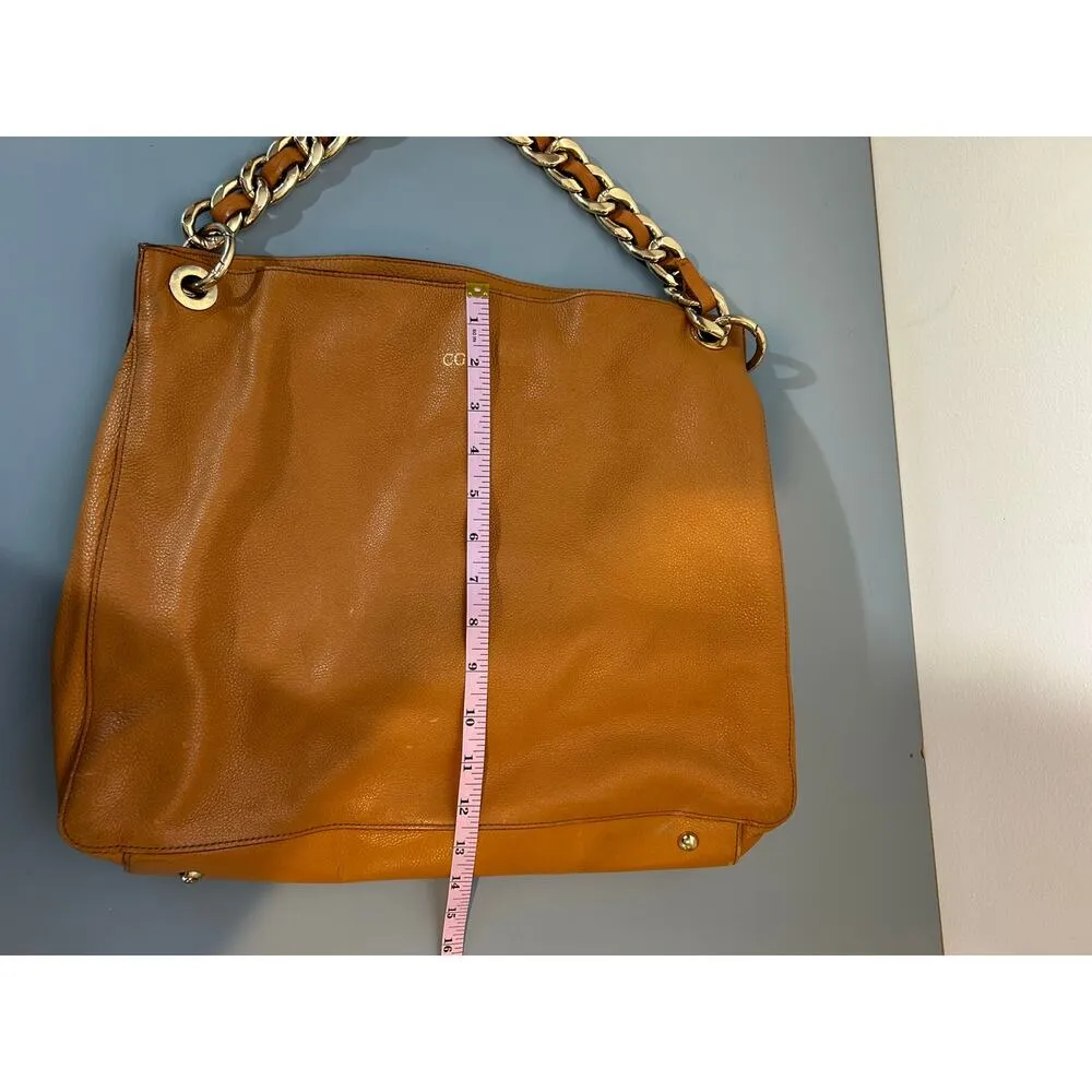 Mark & Graham bag brown leather small initials heavy gold chain soft - Image 12