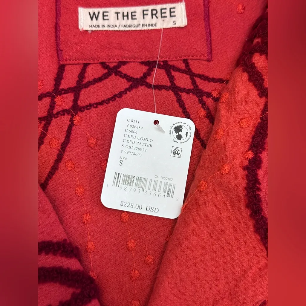 #78 NWT Free People Malta Terry Top in Red Combo - Image 7