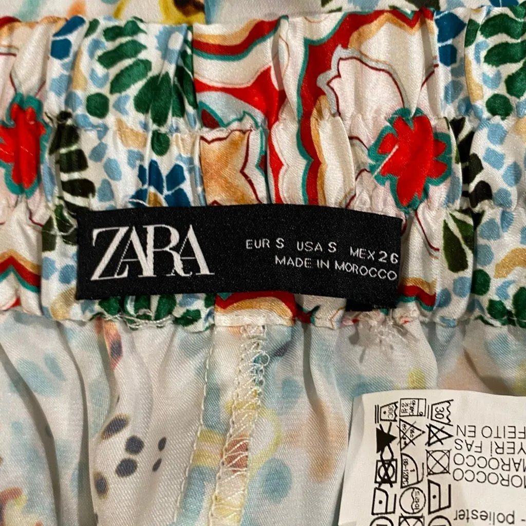 ZARA Printed Satin Shorts • Size S • Patchwork Boho Tile Print • Lightweight Sum - Image 5