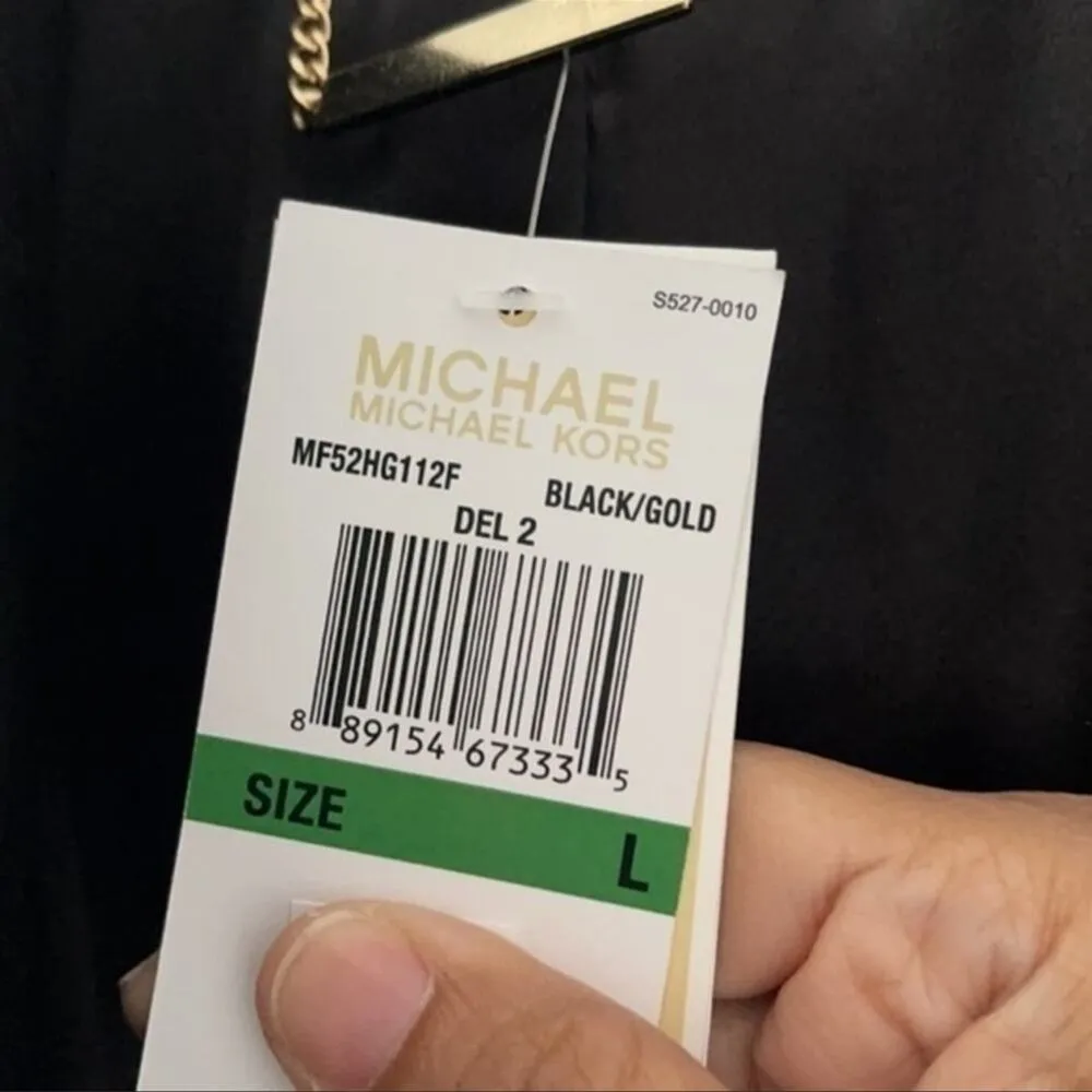 Michael Michael Kors Moto leather Jacket New with Tags Size Large Black Gold - Image 9