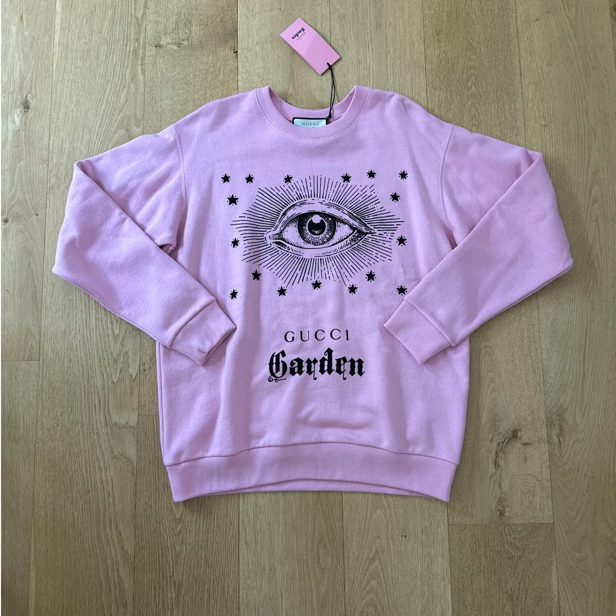 Gucci Garden Crew Neck Sweatshirt Eye with Gift Box Wrap & Ribbon Size M Pink - Image 4