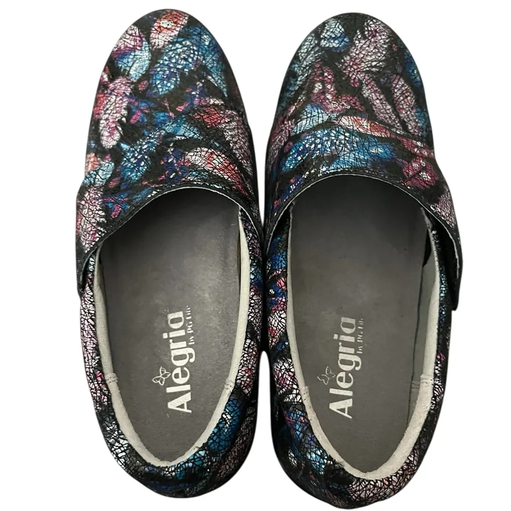 NWOT Algeria Lauryn LAU-885 Blue Pink Feathers Leather Upper Clogs Comfort - Image 8