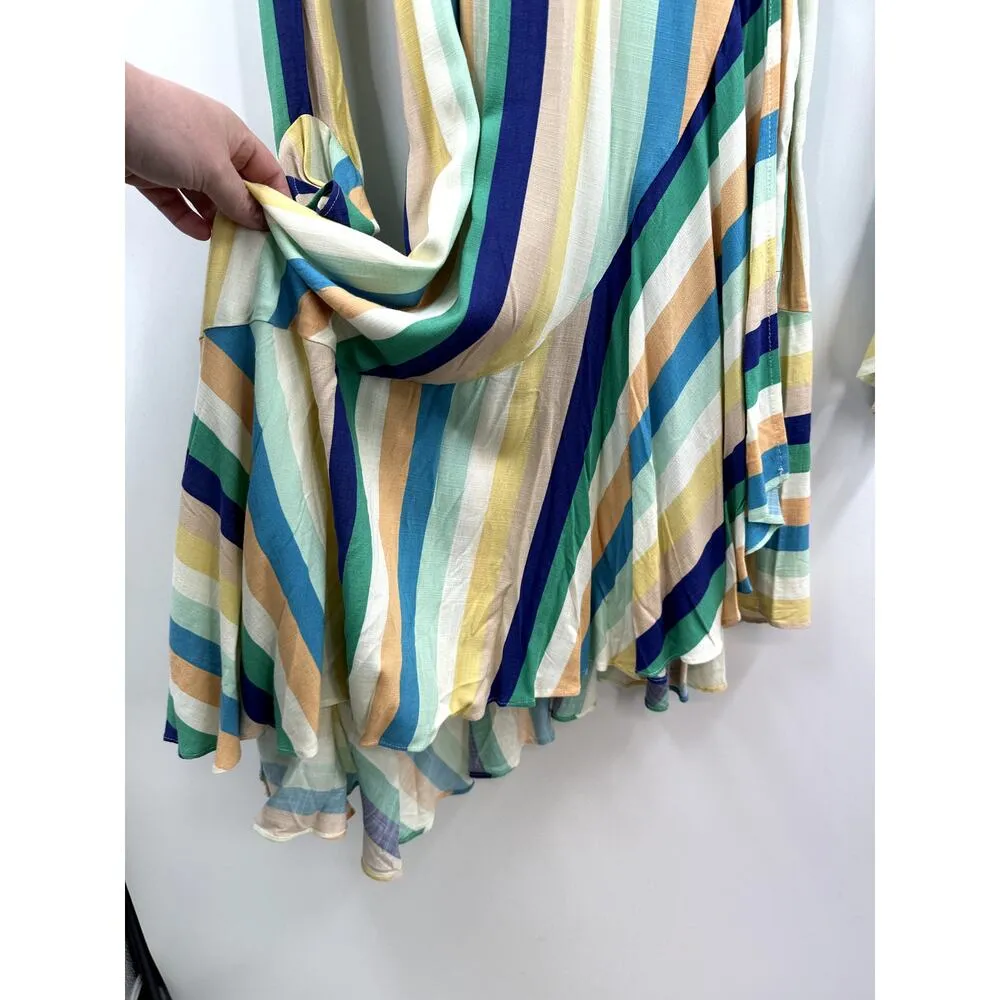 Wild Honey Striped Wrap Front Asymmetric Dress Size Medium - Image 5