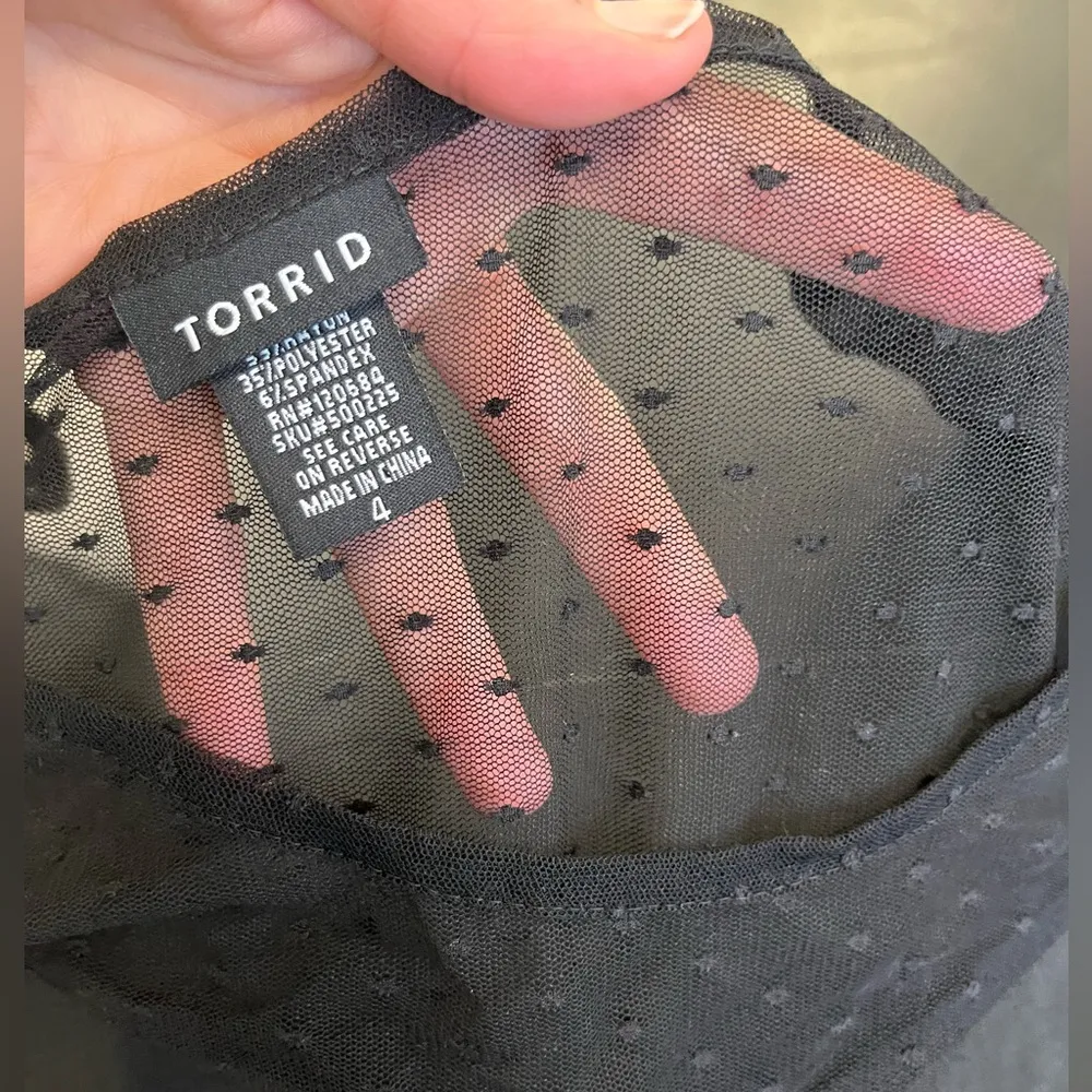 Torrid Top Black Peplum Mesh Polka Dot Swedish Dot size 4x - Image 4