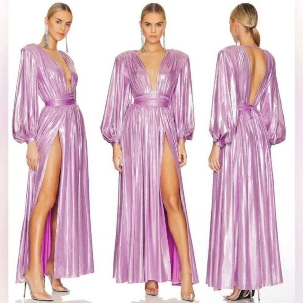 Bronx And Banco Women's Zoe V-neck Metallic Gown 24”-38” Waist - Image 3