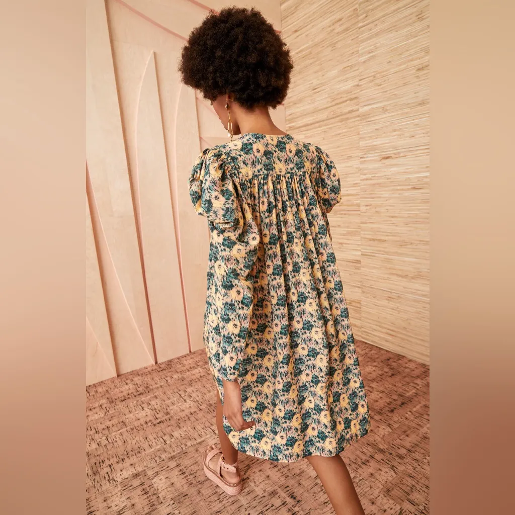 Ulla Johnson Elaine Floral Silk Mini Dress Size 0 XS Puff Sleeve Runway Wedding‎ - Image 2