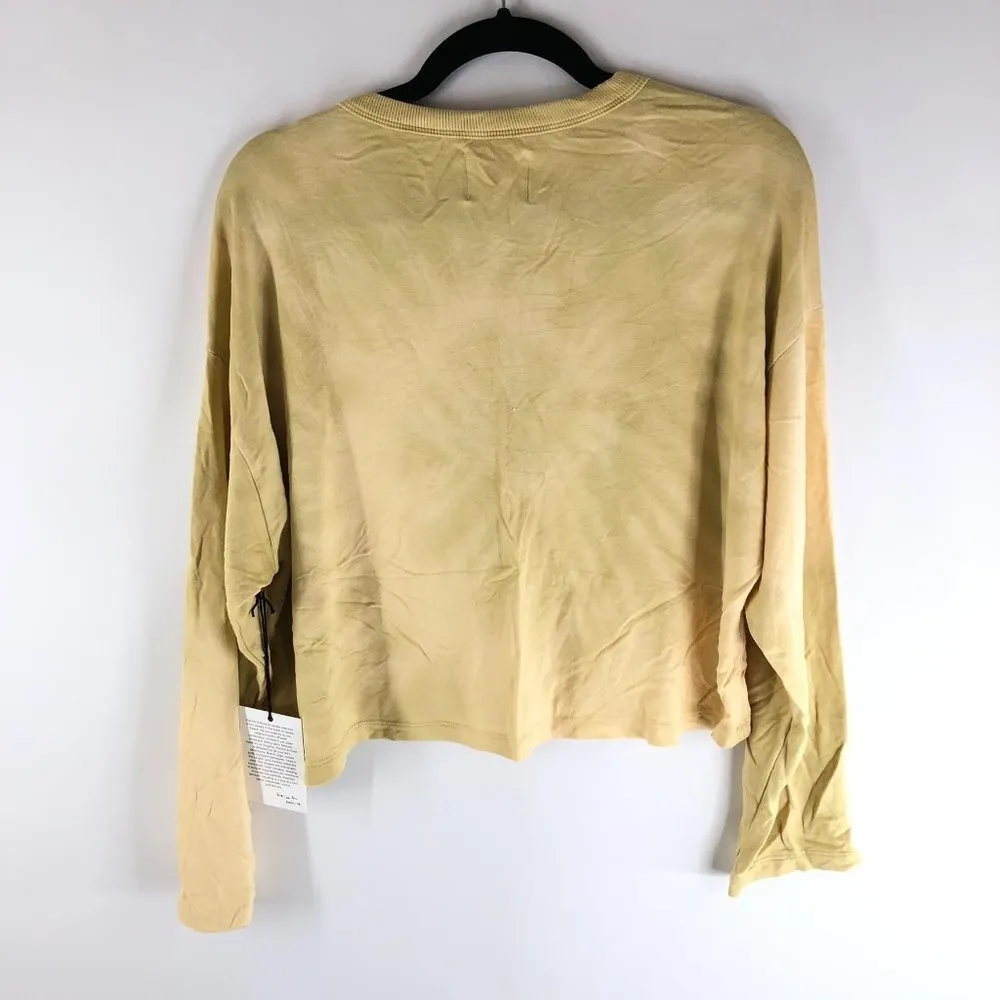 Electric & Rose Womens Sweatshirt Cropped Tie Dye Long Sleeve Crew Neck Yellow X Size XS - Image 2