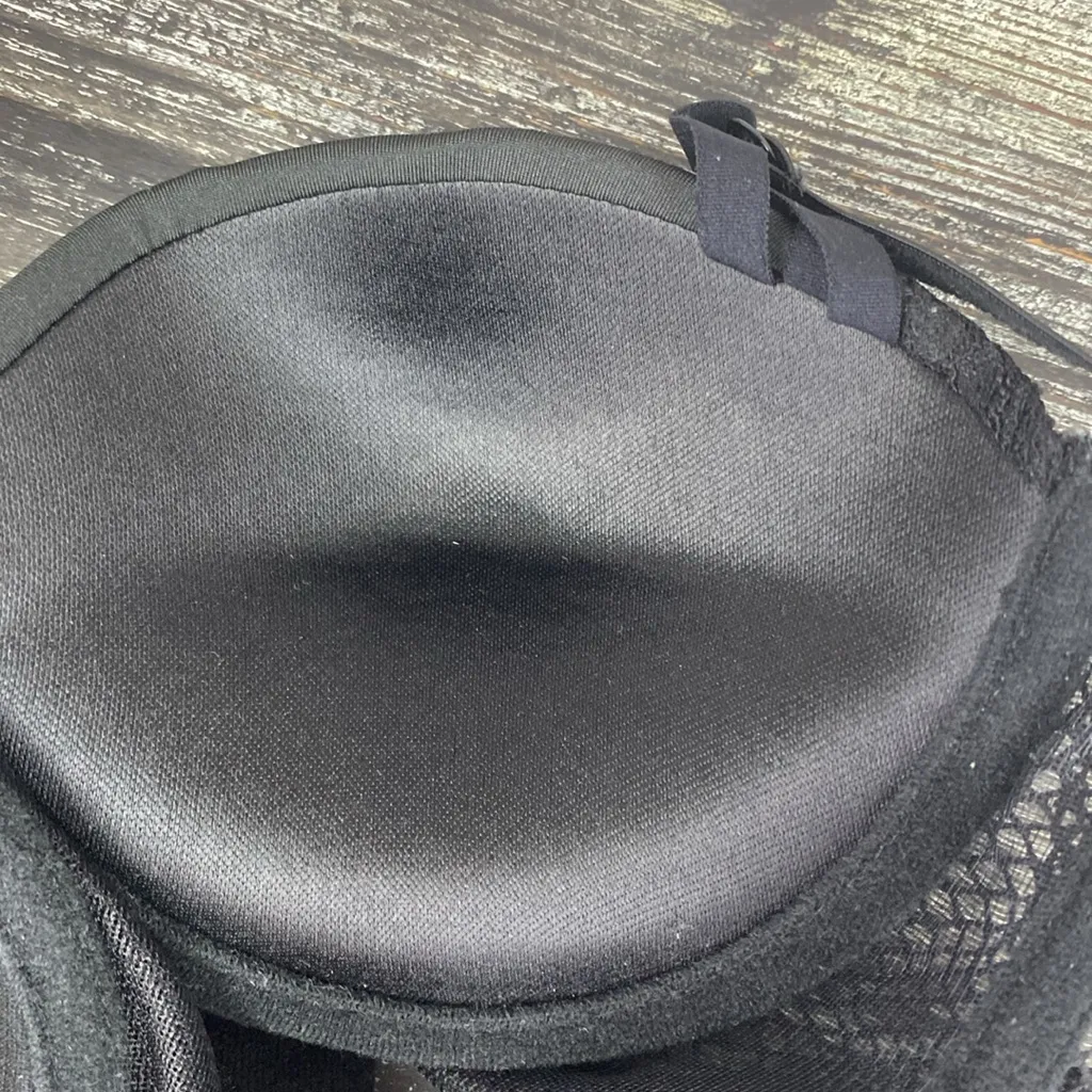 Bebe Black Lace Rivet Contour Underwire  Net Panel Logo Print Padded Bra 34C - Image 2