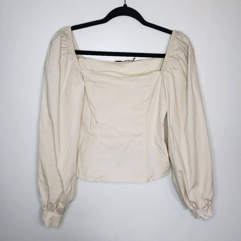 NA-KD Balloon Sleeve Crop Light Pink Blouse Size 36/Small - Image 2